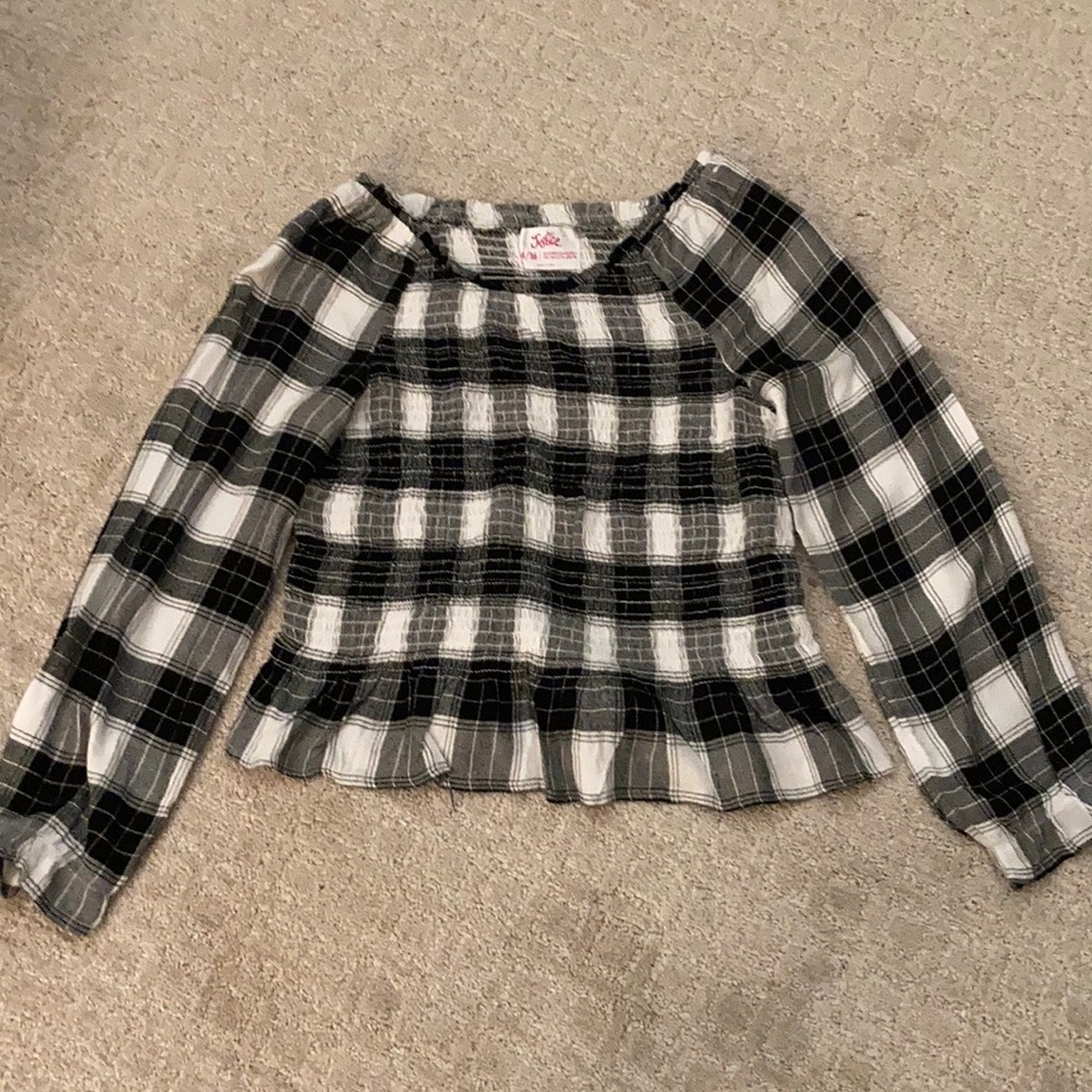 Girls Justice plaid print long sleeve shirt